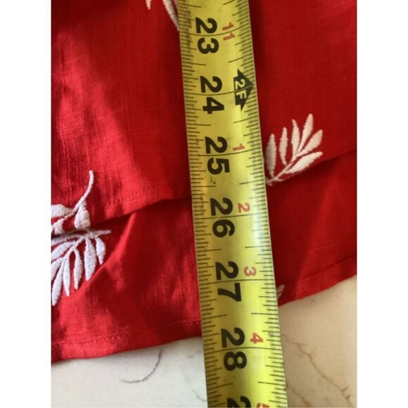 Ann Taylor Linen Blend Red Dress Tunic with TieSz XL Embroidered - Picture 7 of 7